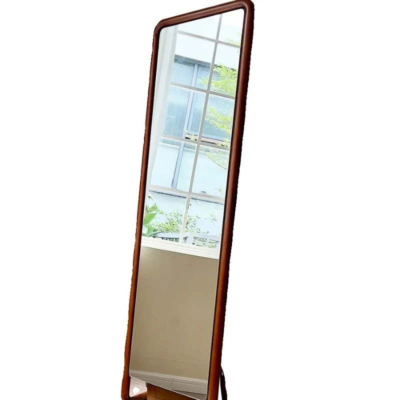 LT new medium and retro dressing mirror full body floor fitting rattan solid wood home