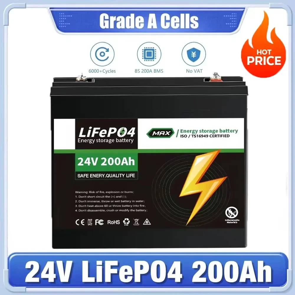 

✅LIFEPO4 24V 32700 200AH Battery Is Integrated with BMS 200A for RV Solar External Rechargeable Network Lithium Iron Phosphate