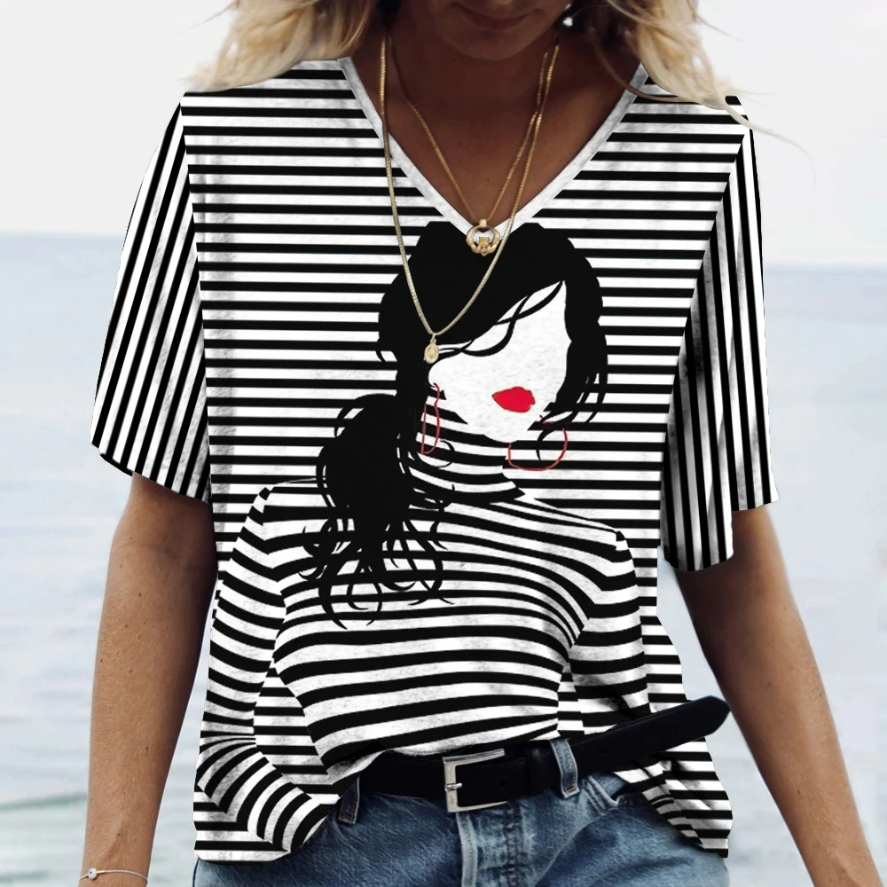 موضة ثلاثية الأبعاد مطبوعة المرأة البلوز العصرية الفتيات تي شيرت Y2k ملابس قصيرة الأكمام بلايز الجولة الرقبة تي شيرت قمصان رياضية غير رسمية