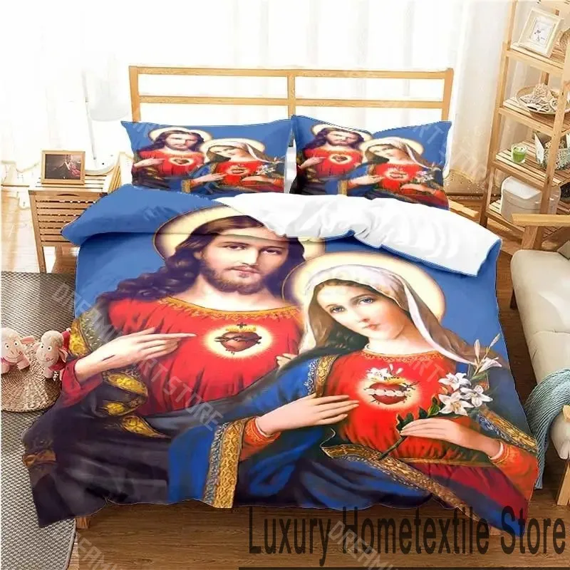 3D Printed Jesus Christ Sacred Heart Bedding Set for Boys Girls Duvet Cover Pillowcase Twin Queen King Full Single Double Sizes