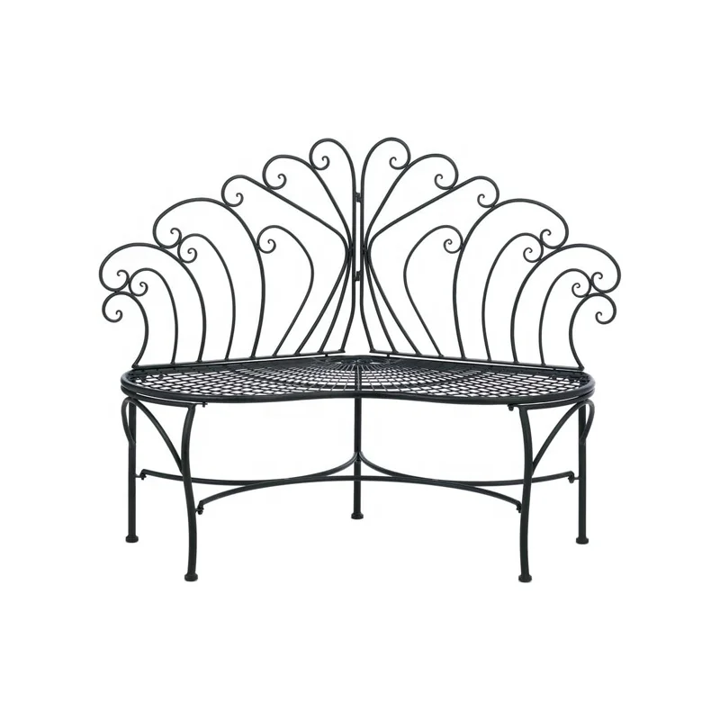 Creative Black Easy Assembly Peacock Metal Patio Bench