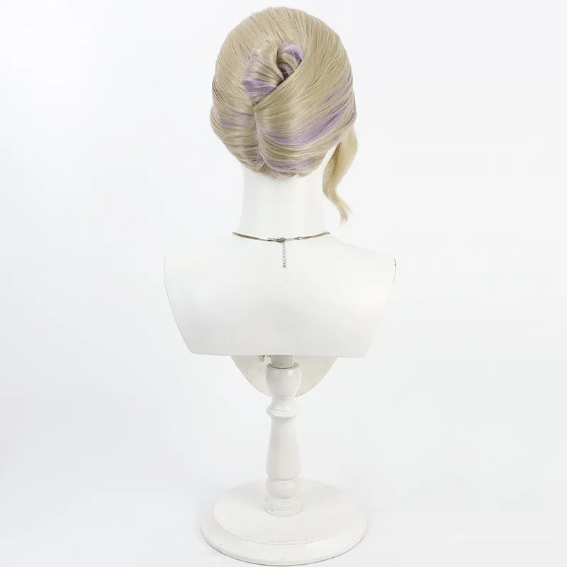 أنيمي الملتوية العجائب Vil Schoenheit شعر مستعار تأثيري مضفر بني فاتح مختلط الأرجواني مقاومة للحرارة الشعر الاصطناعية هالوين #3