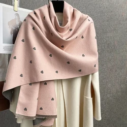 Fashion Sweet Love Color Matching Scarf Autumn and Winter Thickened Shawl Outer Wear Warm Neck Scarf for Traveling or Outdoor