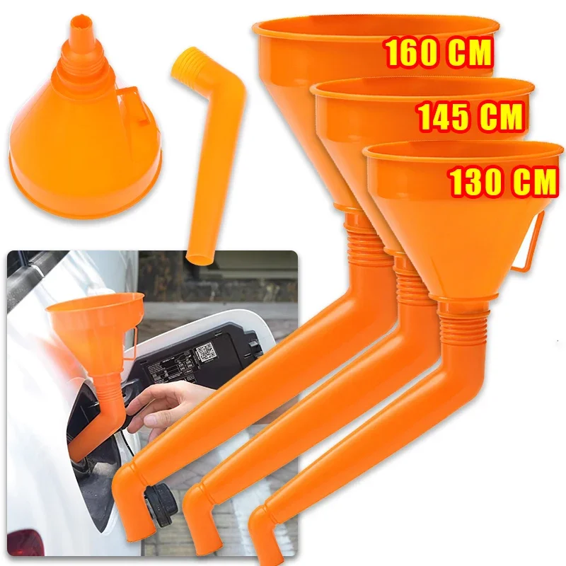 

130/145/160CM Fuel Funnel with Filter Gasoline Engine Oil Funnel Refueling Moto Car Long Mouth Funnels Car Repair Filling Tool