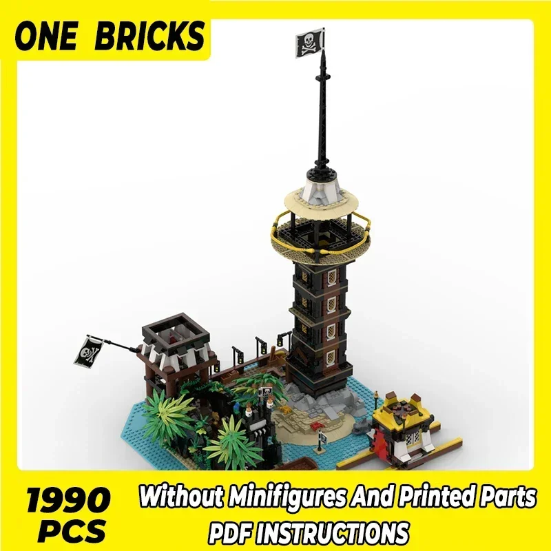 Moc Building Bricks Model Parley At The Lighthouse Fortress Technology Modular Blocks Gifts Christmas Toys DIY Sets Assembly