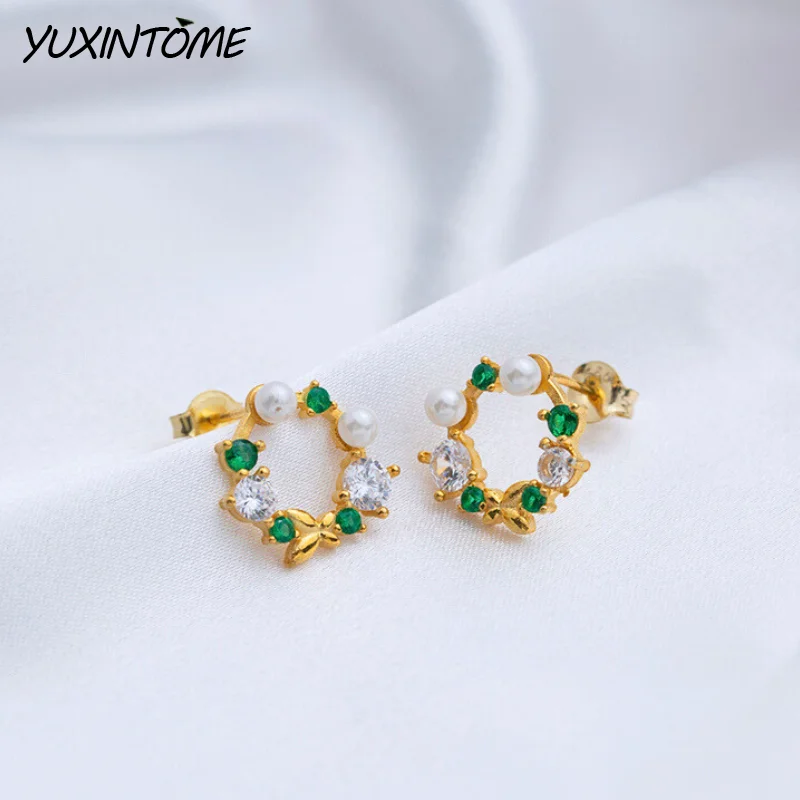 

New 925 sterling silver ear Needle butterfly design pearl shiny CZ silver earrings for women fashion luxury jewelry accessories