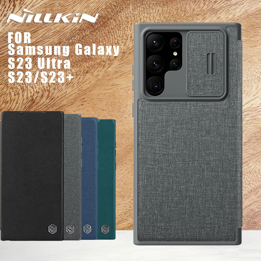 

Для Samsung Galaxy S23 Ultra чехол Nillkin CamShield флип-кожаный чехол слайд-камера тканевый чехол для объектива для Samsung S23 Plus