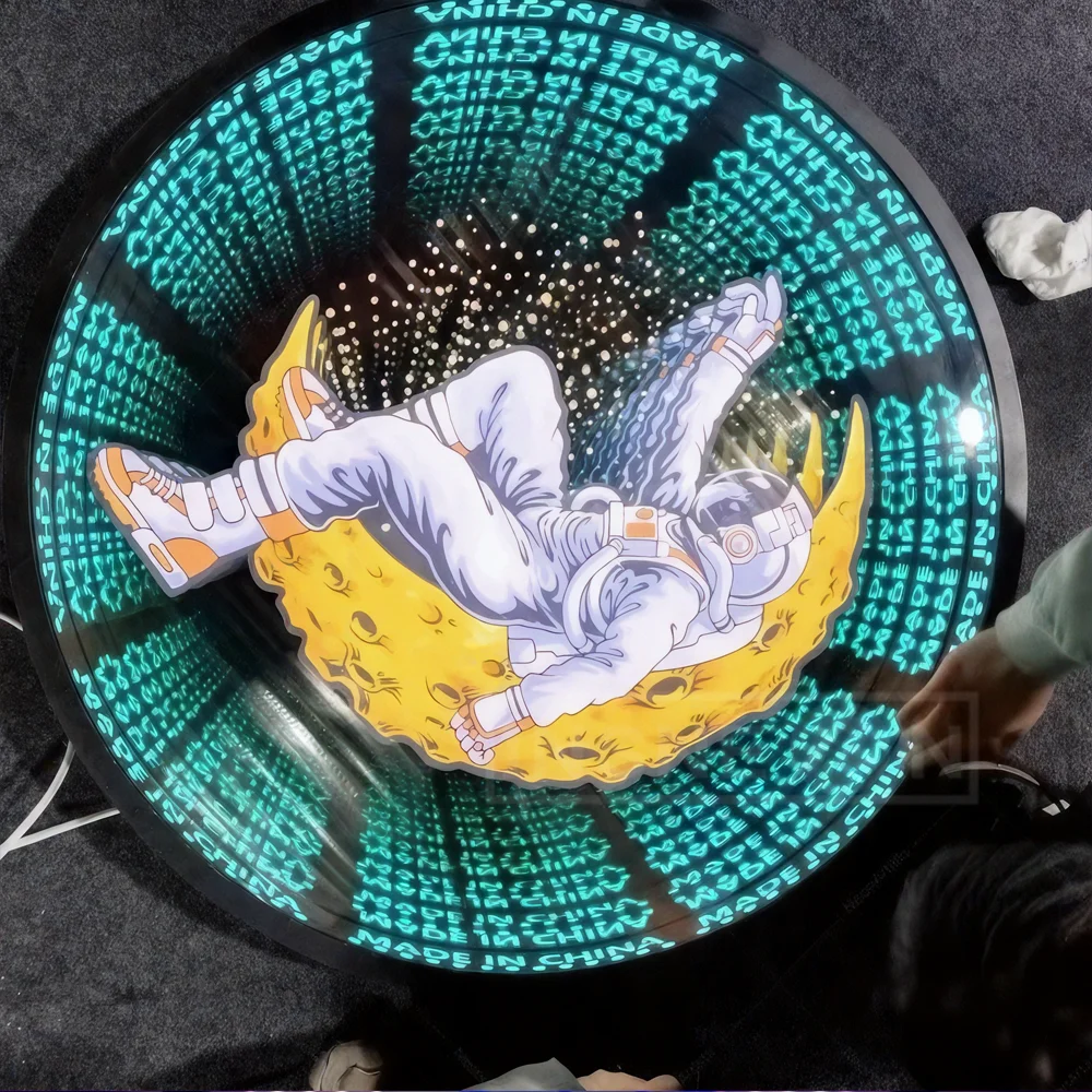 Custom3D إنفينيتي مرآة صندوق إضاءة أكريليك علامة المنزل علامة النيون صندوق شعار لافتات في الهواء الطلق مشرق المعادن الإعلان تصميم شخصي #4