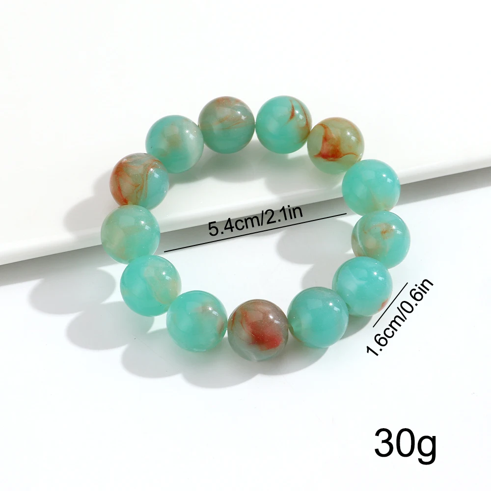 Fashion Clear Colorful Resin Round Ball Beaded Elastic Bracelets Geometric Beads Stackable Bracelet for Women New Jewelry Gifts