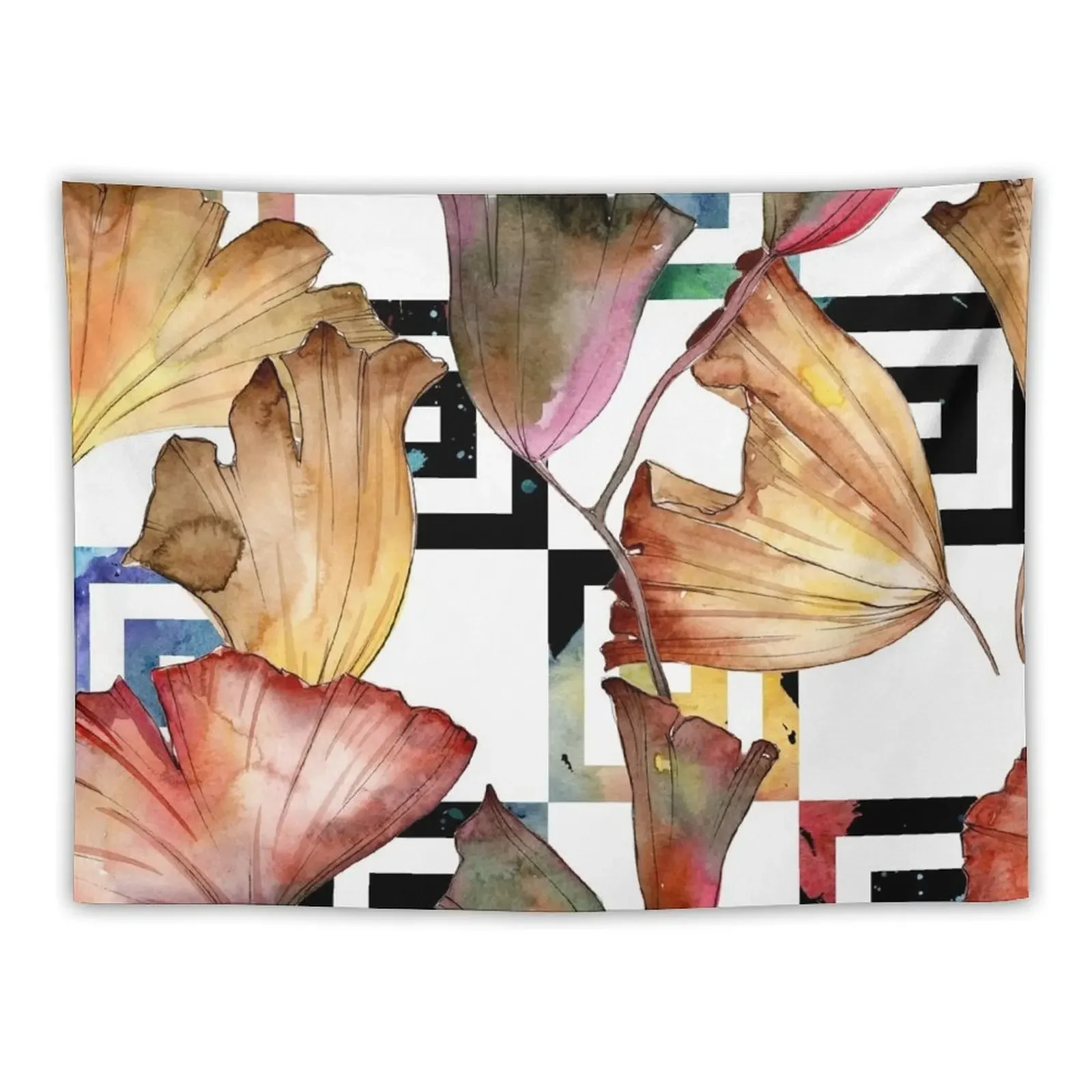 Artistic Watercolor Ginkgo Leaves Pattern Tapestry Aesthetic Room Decors Room Decor Aesthetic Room Decorations Tapestry