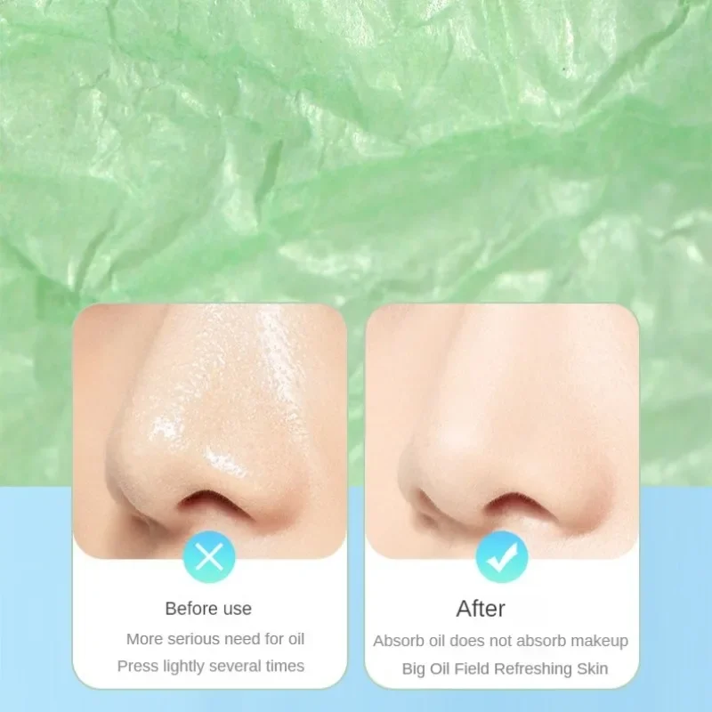 100pcs/Bag Face Absorbent Oil Control Paper Green Tea Wipe Oil Removal Absorbing Sheet Matcha Oily Face Blotting Paper Wholesale