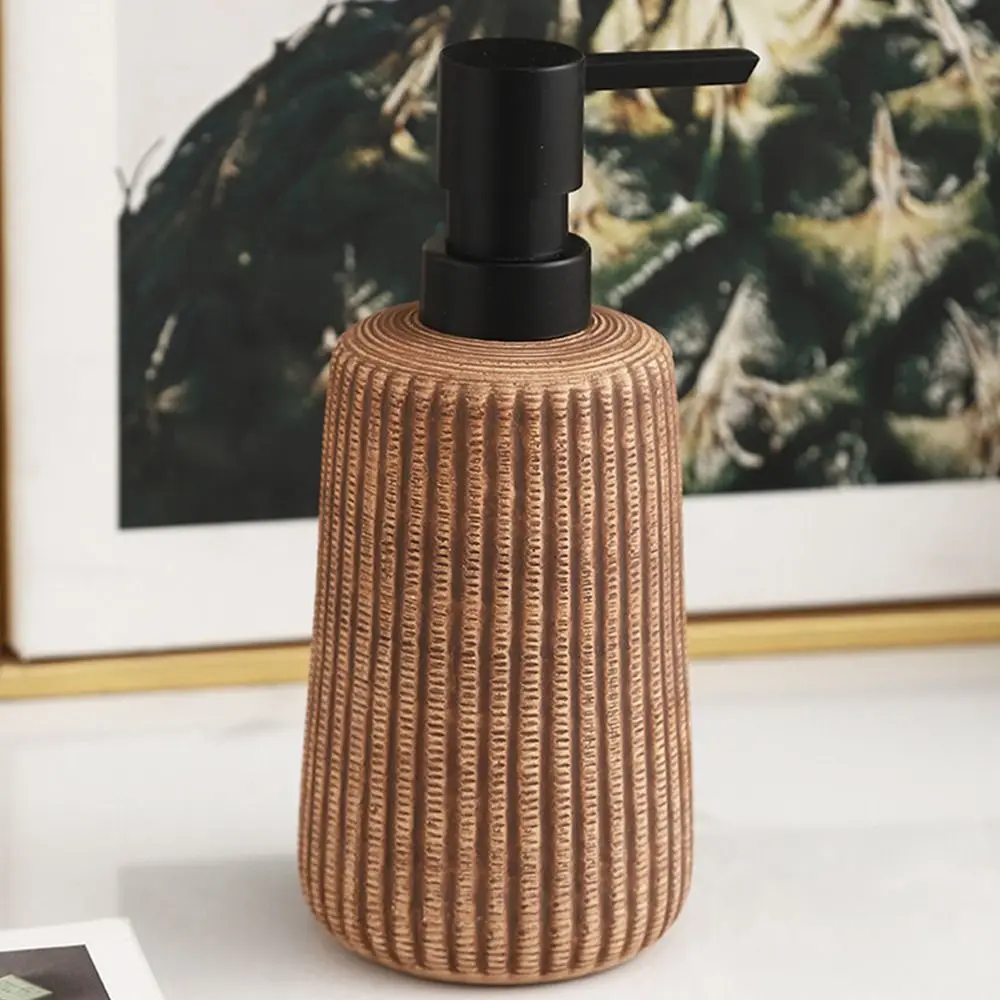 Refillable Ceramic Soap Dispenser Vintage Creative Foam Pump Bottle Brown Save Soap Liquid Storage Container Shower Gel