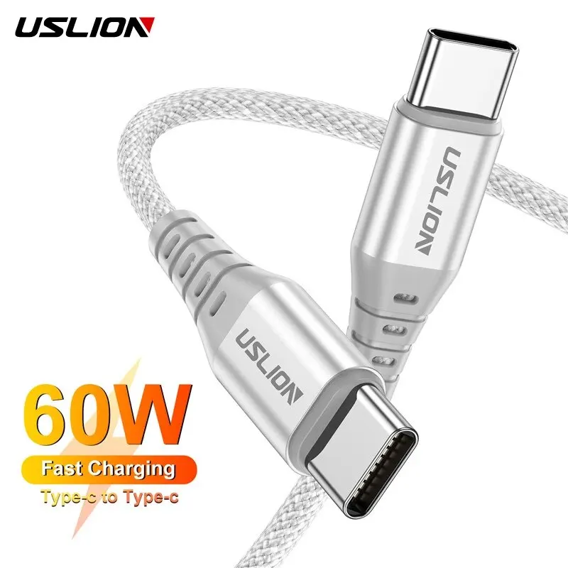 Kabel USLION 60W kabel USB C do USB C do szybkiego ładowania dla iPhone 15 Pro Max Xiaomi Redmi Note 13 linii danych typu C do typu C