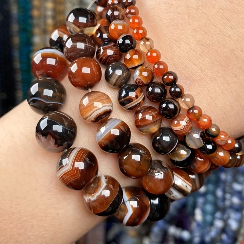 Natural Dreamy Stripe Agate Stone Beads Round Loose Beads for Jewelry Making DIY Bracelet Necklace Handmade Accessories 4-12mm