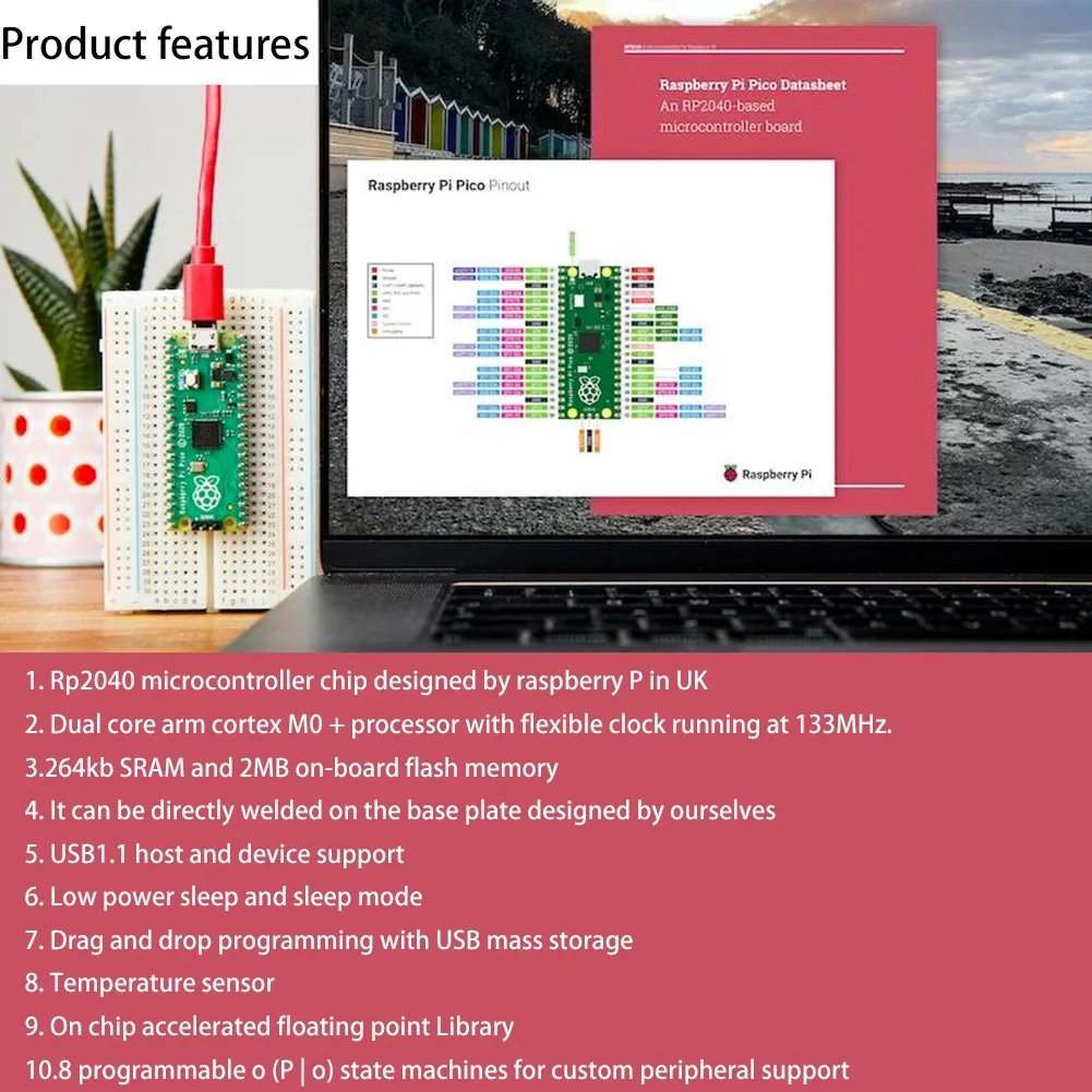 for Raspberry Pi Pico Board Dual-Core Microcomputer Chip Development Board Welding Pin Header Kit RP2040