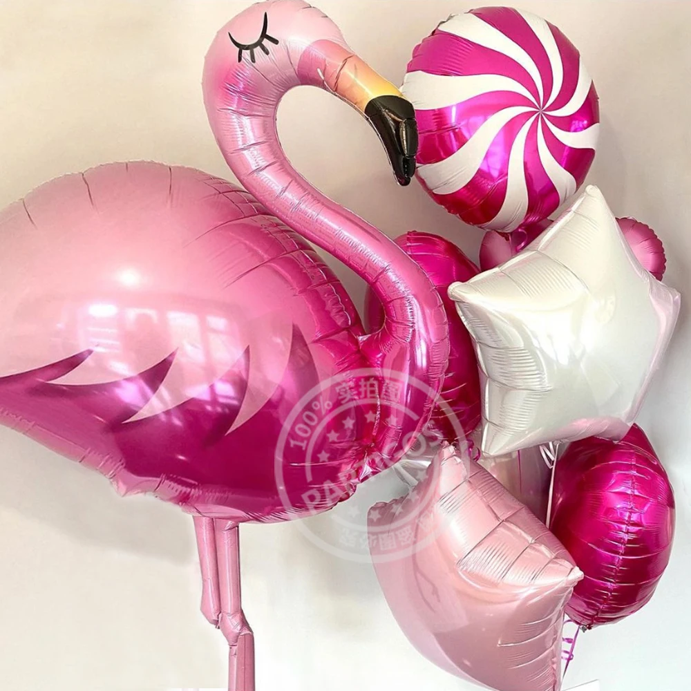 1Set Hawaiian Party Flamingo Foil Balloons Large Helium Globos Birthday Party Decor Kids Baby Shower Tropical Summer Supplies