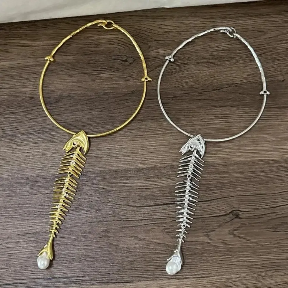 Fashion Alloy Big Fish Bone Pendant Exaggerated Choker Women Jewelry Accessories Gift
