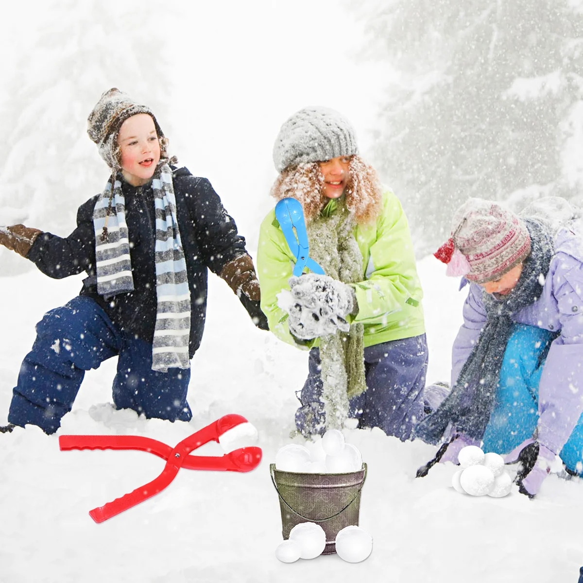 Toyvian 3PCS Snowball Maker พร้อมโบนัส Tote Bag ของเล่นหิมะสําหรับเด็ก Snowball Maker พร้อมที่จับสําหรับ Snow Ball Fights