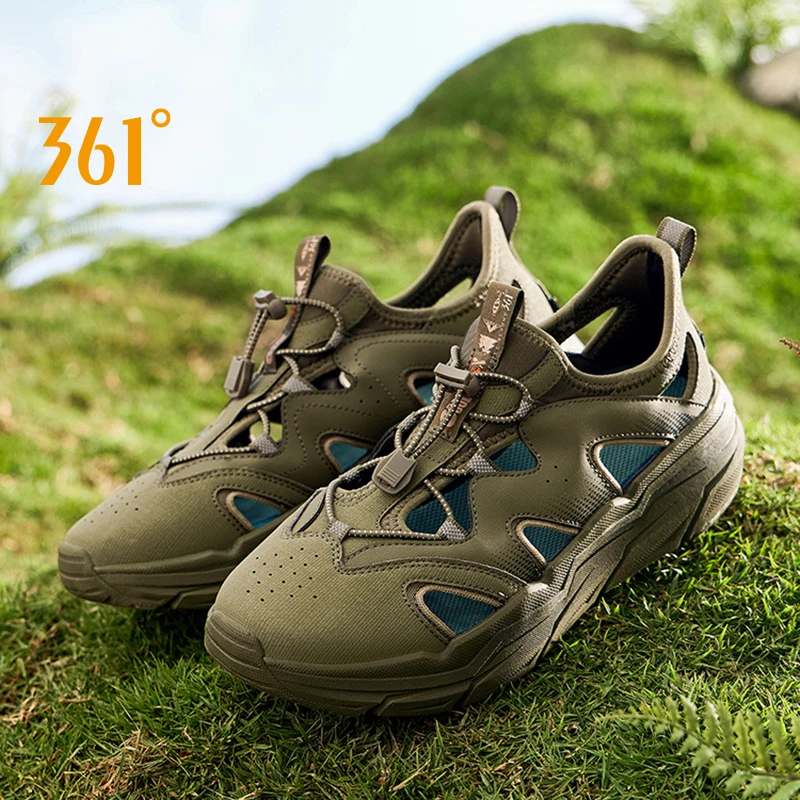 361 Degrees Men Hole Shoes Summer Outdoor Wear Beach Breathable Non-Slip Sandals Slippers Amphibious Grip Male Sneaker 672426703