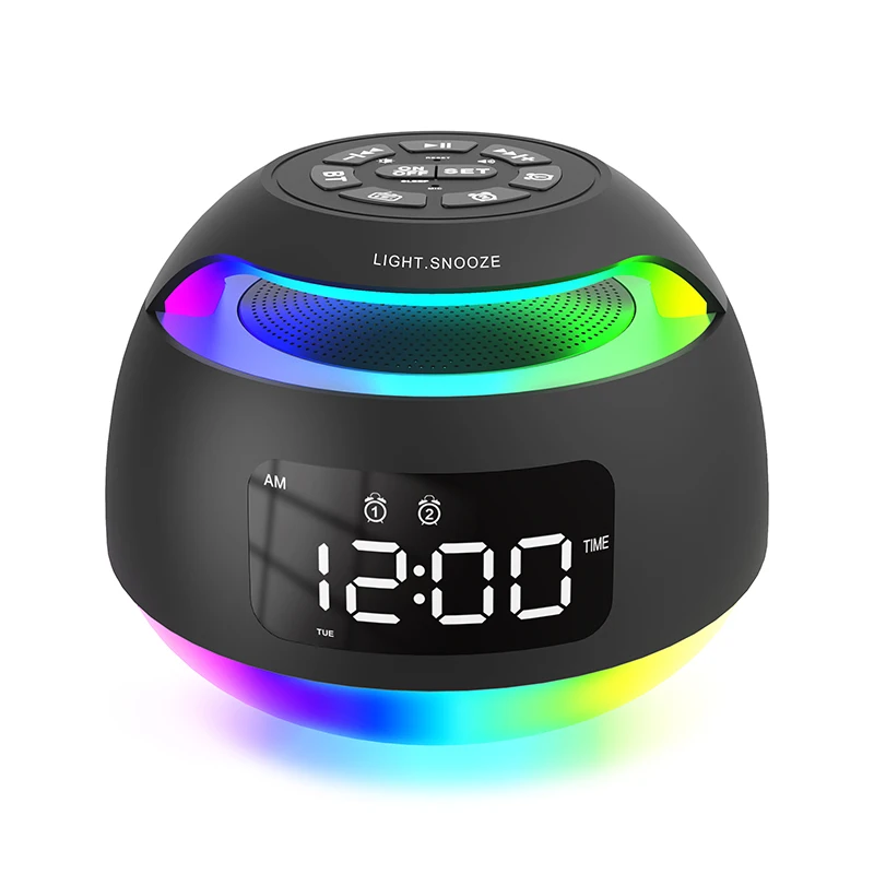 

New LED Bluetooth speaker clock, radio clock, student desktop colorful ambient light electronic clock