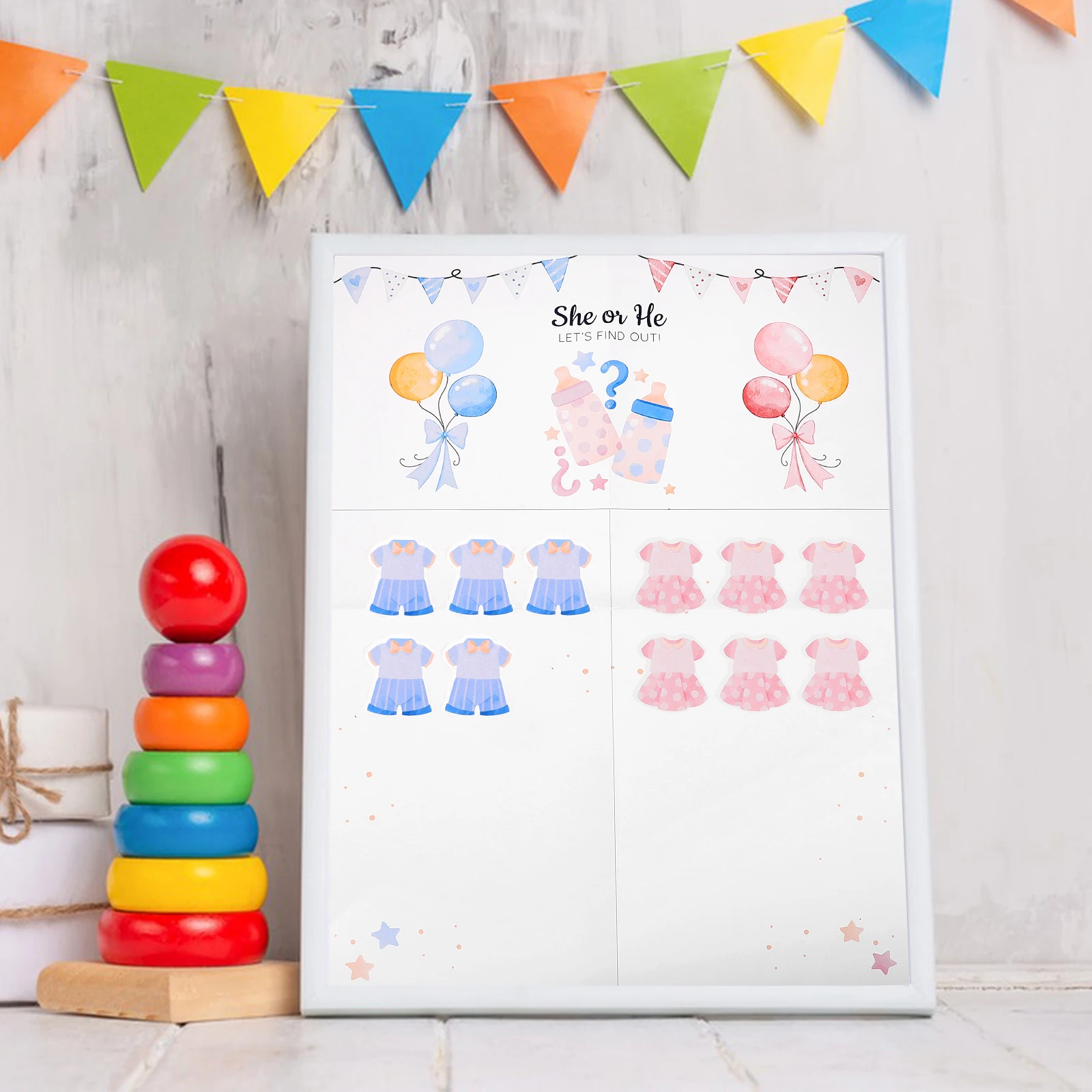 

Gender Reveal Game Cards 1 Poster 18 Boy 18 Girl Baby Shower Decorations Party Ideas Stickers Predictions Fun Activities Guest