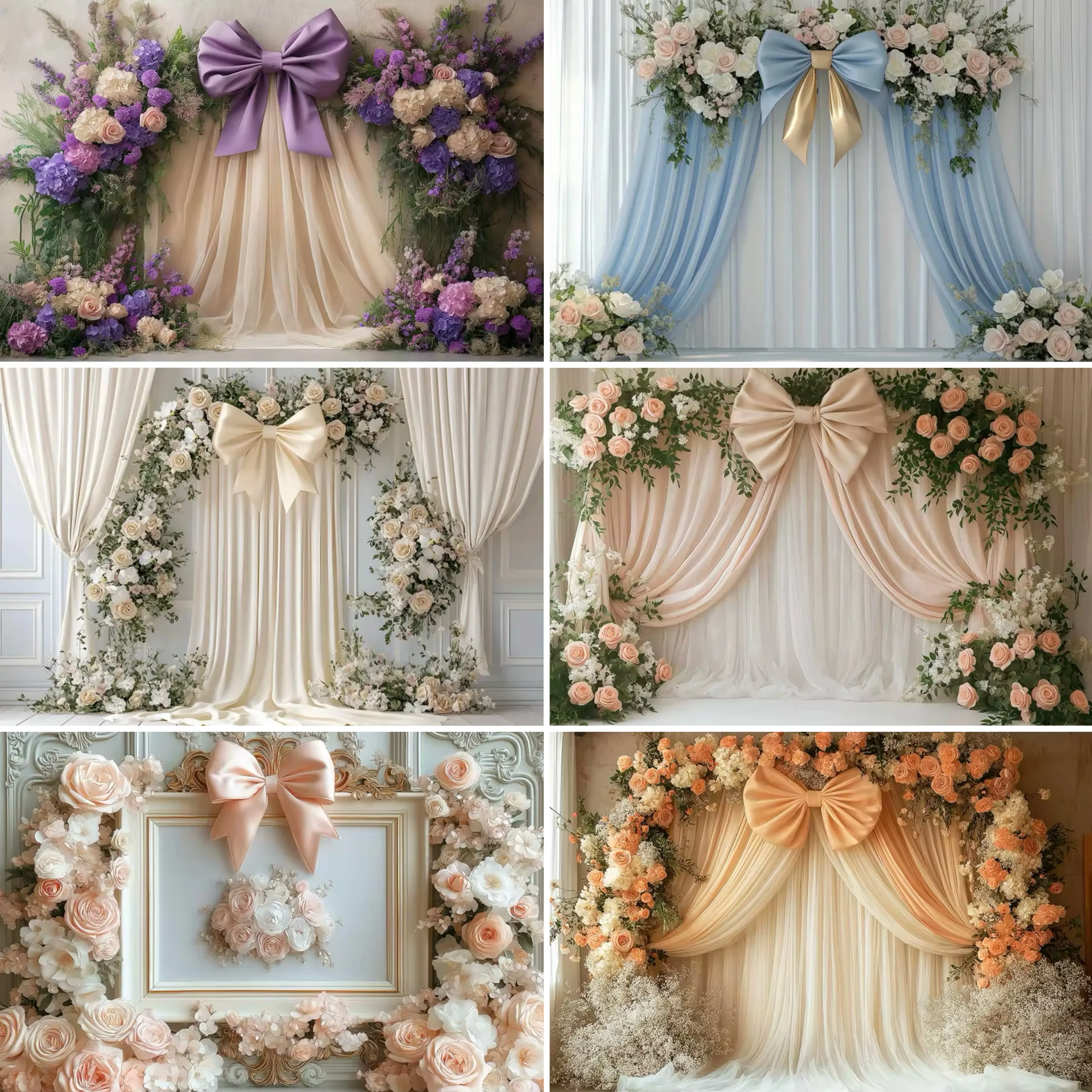 

Flower Arch Curtain Wedding Background Birthday Party Cake Table Decor Supplies Girl Portrait Photography Props Vinyl Backdrop