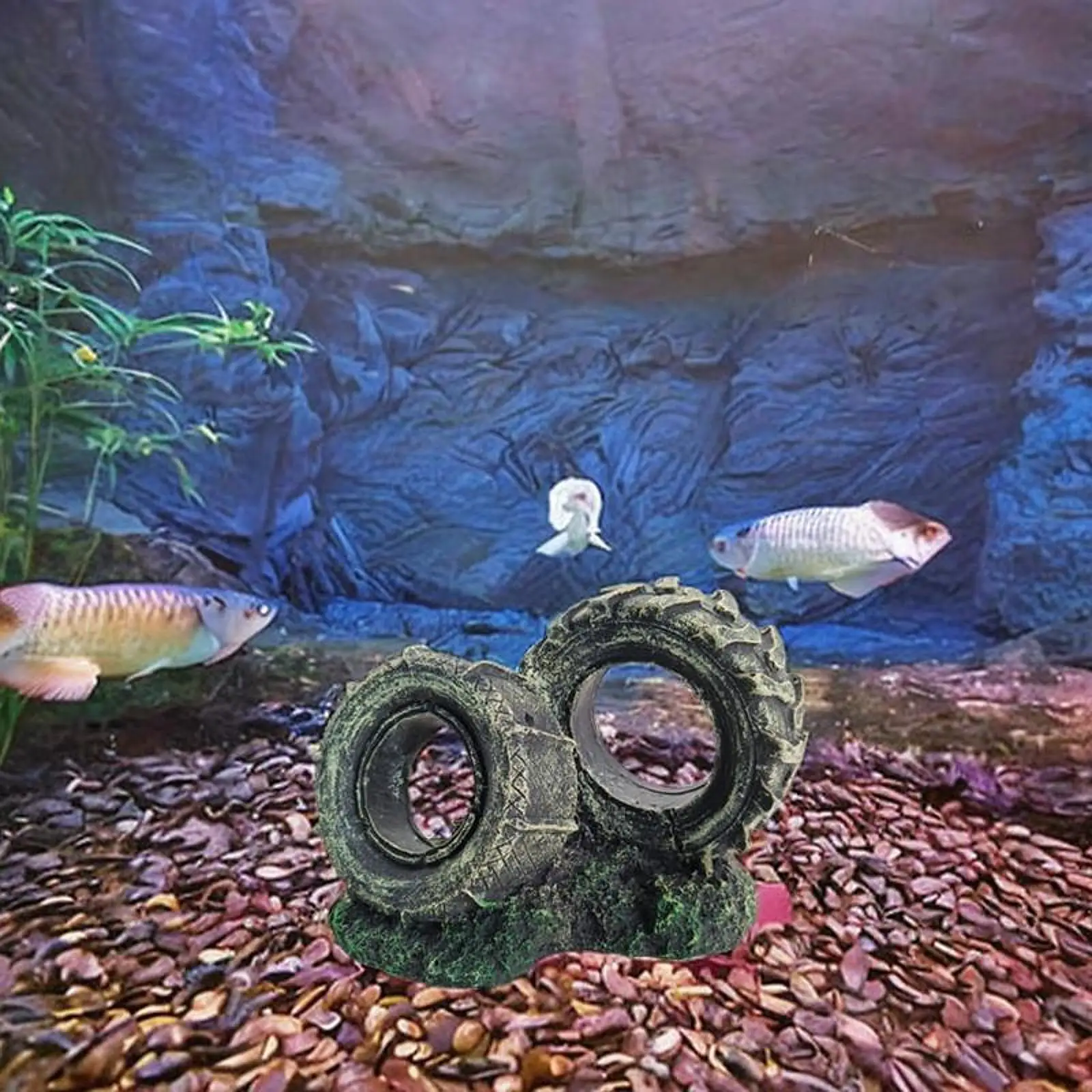 Aquarium verzierte Harz-Reifenform, kreativ, einfach zu installieren, Bonsai-Dekoration, Landschafts-Versteckplatz für Zuhause, Büro, Innenbereich, Garten