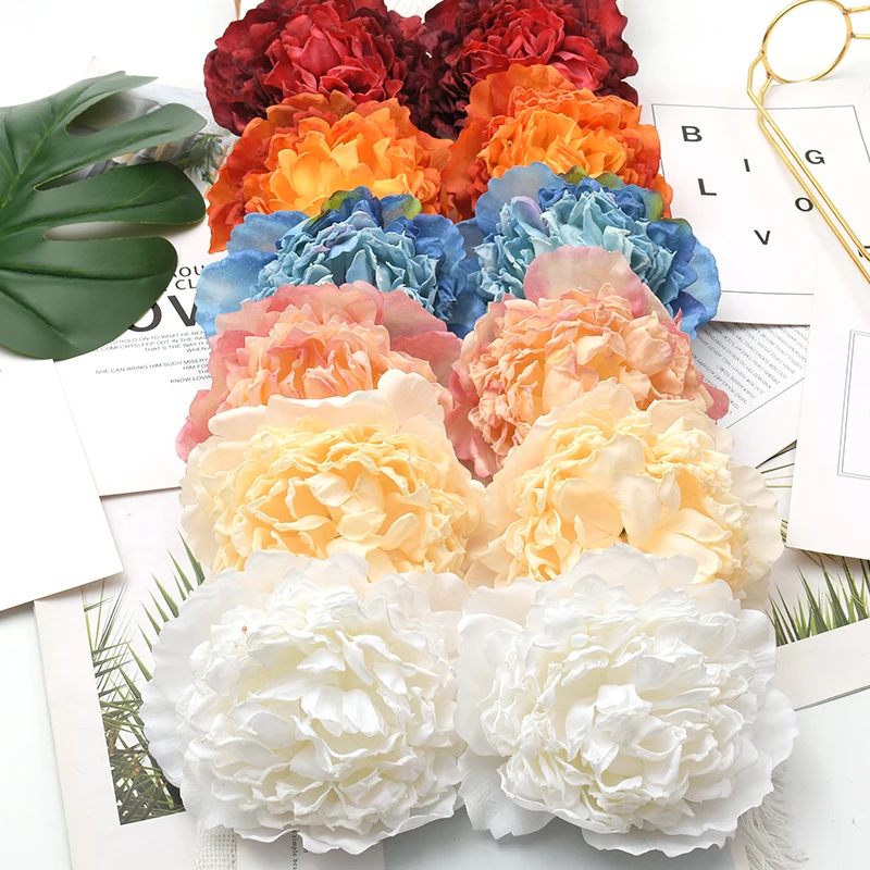 14cm/10 sztuk duża piwonia sztuczna biała róża jedwabne główki kwiatowe do dekoracji ślubnych DIY wieniec Scrapbooking Craft sztuczne kwiaty