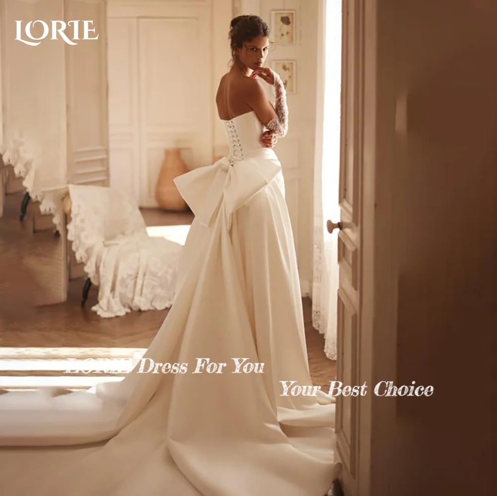 

LORIE High Slit Appliques Wedding Dress 3D Flowers Lace Sweetheart Mermaid Bride Gown Customized Corset Bride Dress No Gloves