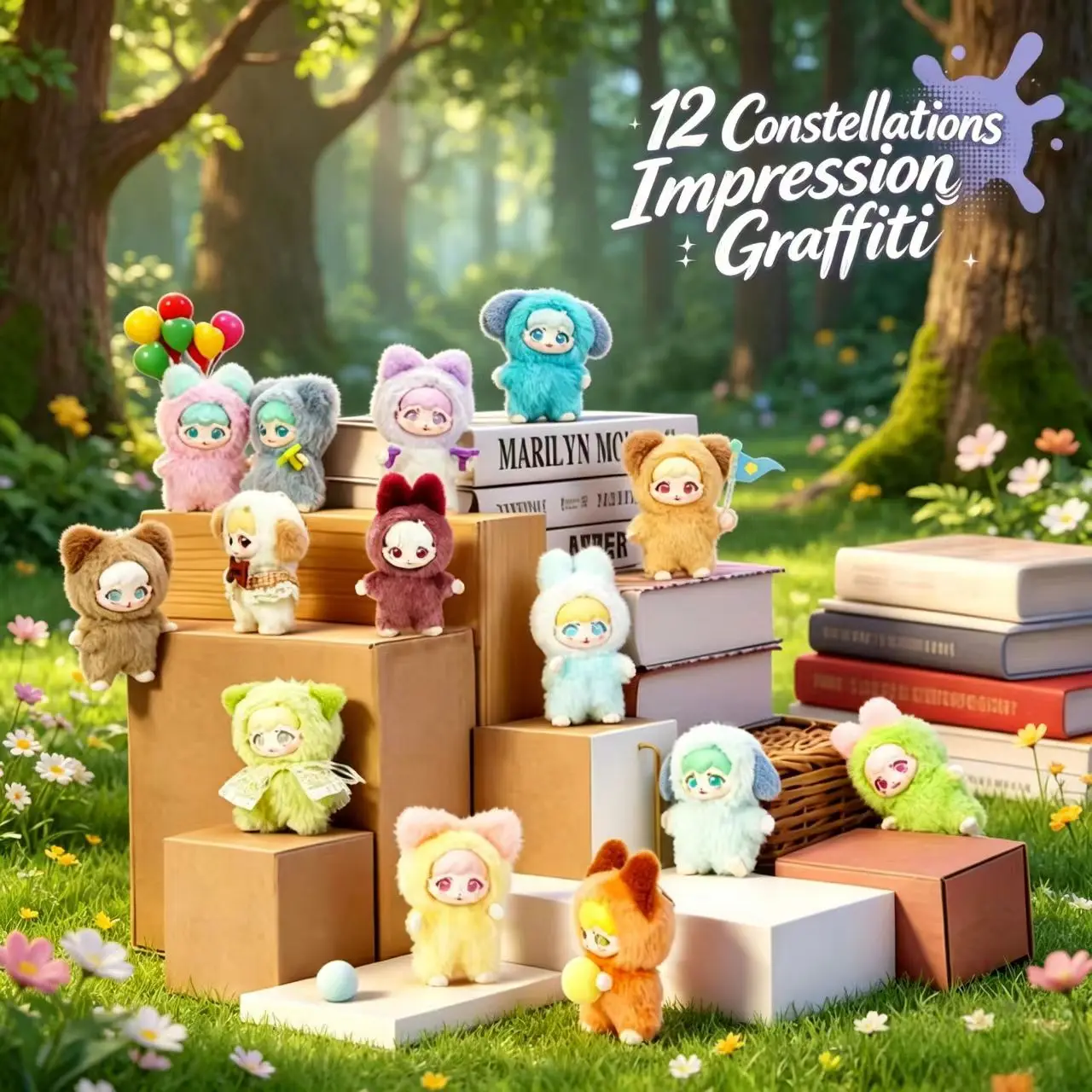 

Dumia Zodiac Impression Graffition Series Blind Box Trendy Toy Cute Vinyl Plush Bag Pendant Collectible Figure Birthday Gift