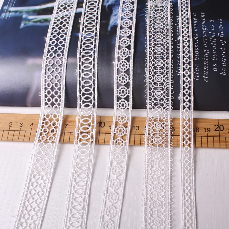 1.4cm white water soluble lace trim fabric ribbons DIY household clothing art dress skirt tablecloth decoration accessories