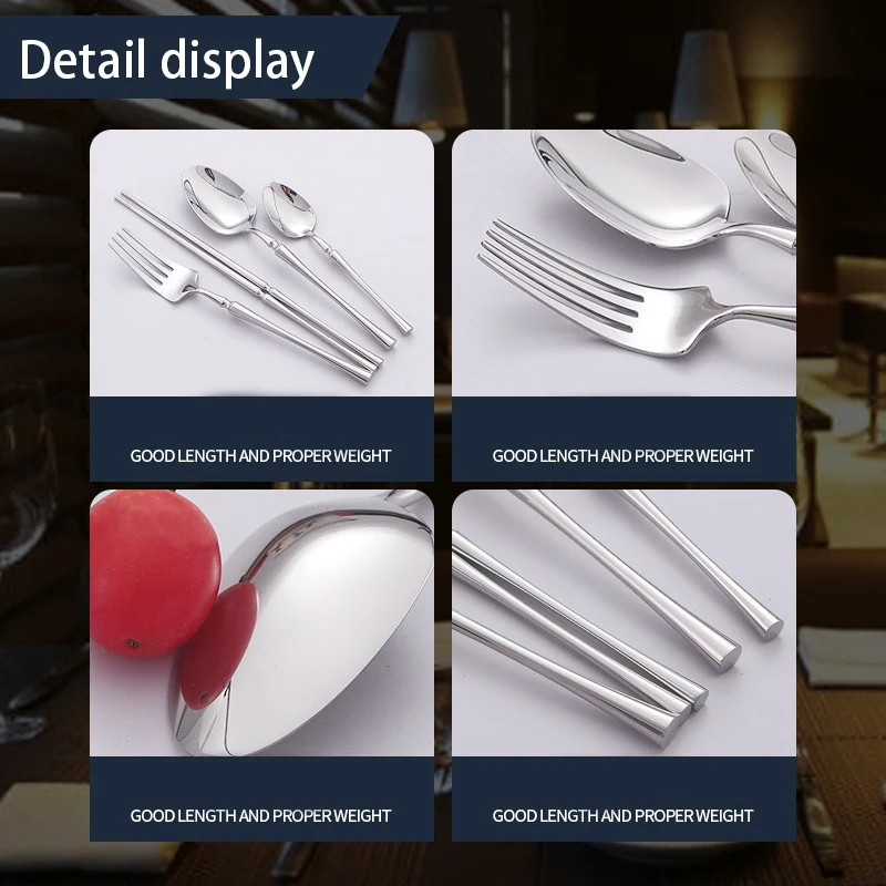 AJOYOUS Cutlery Set Stainless Steel Mirror Flatware Luxury Silverware Set Dessert Fork Tea Spoon Knife Dinnerware Kitchen