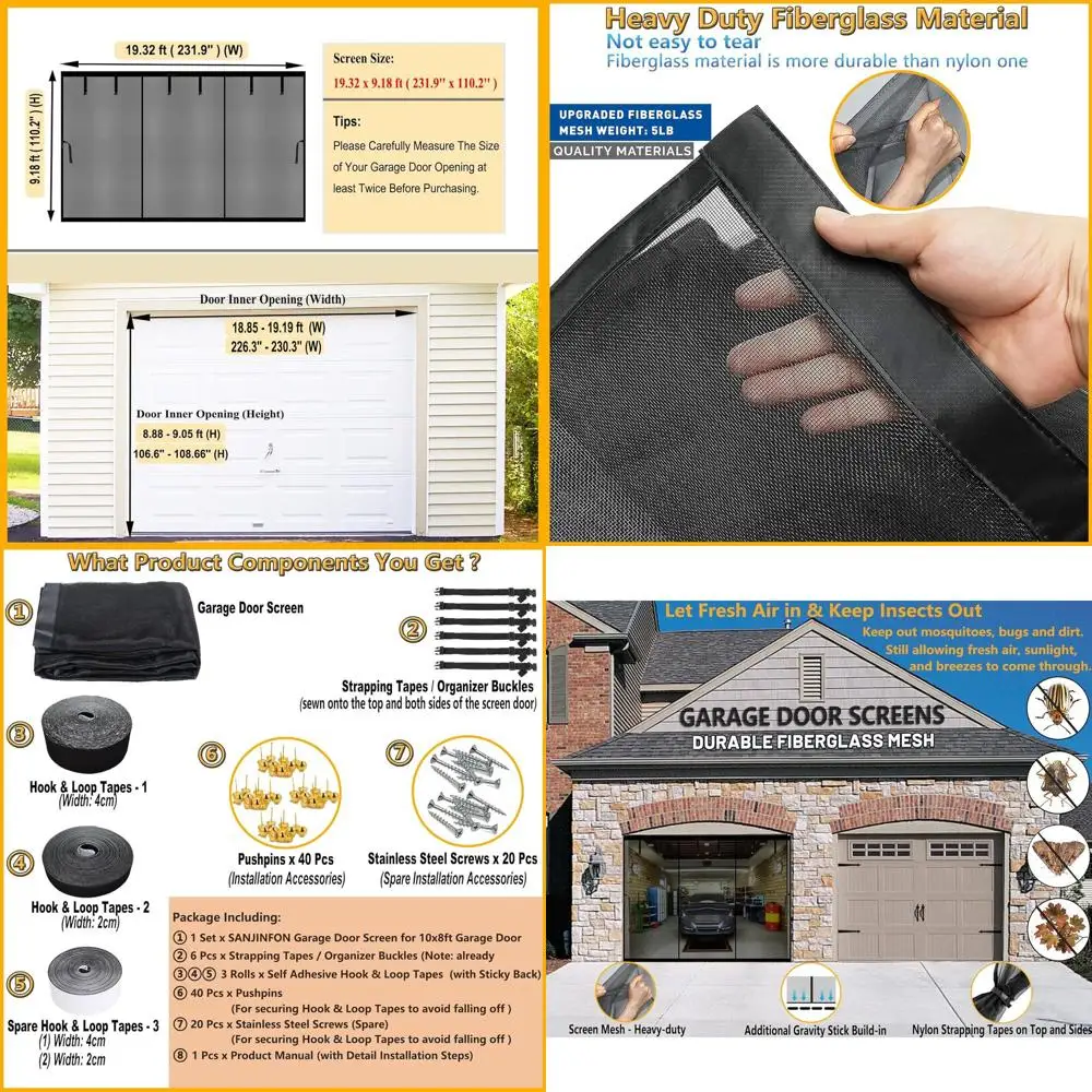 

Сверхмощный магнитный экран гаражных ворот из стекловолокна длиной 19x9 футов — блокатор ошибок и усилитель конфиденциальности для гаража с 2 автомобилями, идеально подходит для улицы Sp