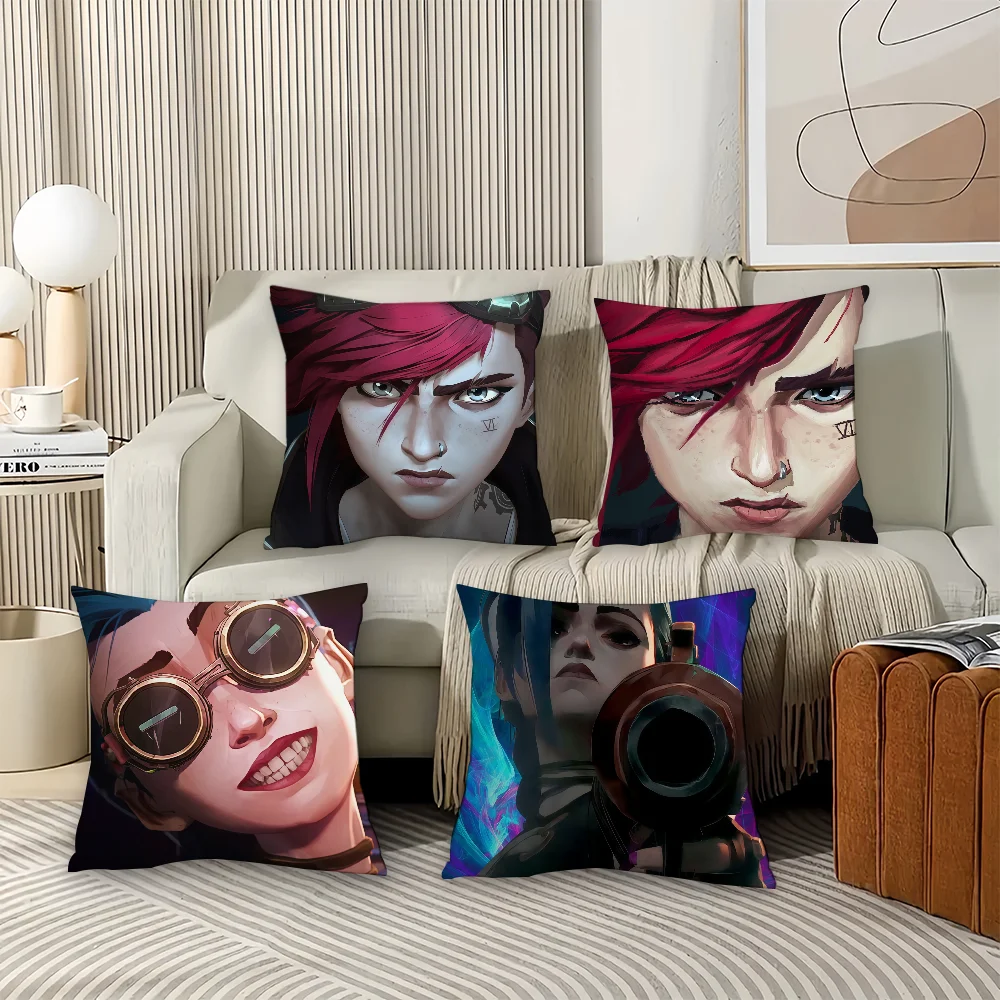 

Action movie A-Arcane L-League O-Of L-Legends Pillow Case Office Cushions Suitable For Sofa Car Bedroom Decorative Cushion