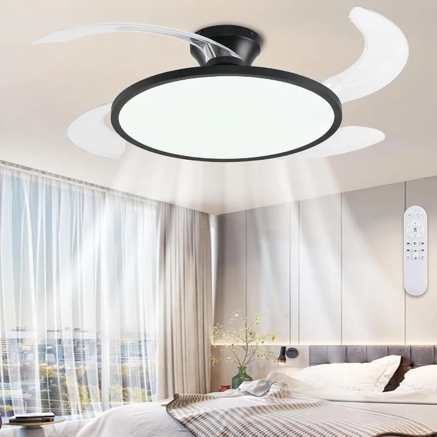 

Retractable Ceiling Fan with Lights Remote Control42'' Low Profile Ceiling Fan with Retractable Blades Dimmable Full Spectrum M