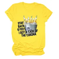 Casual Fashionable Short Sleeve T-Shirt Urban Style Beer Letter Pattern Funny Design Non-Embroidered External Decoration