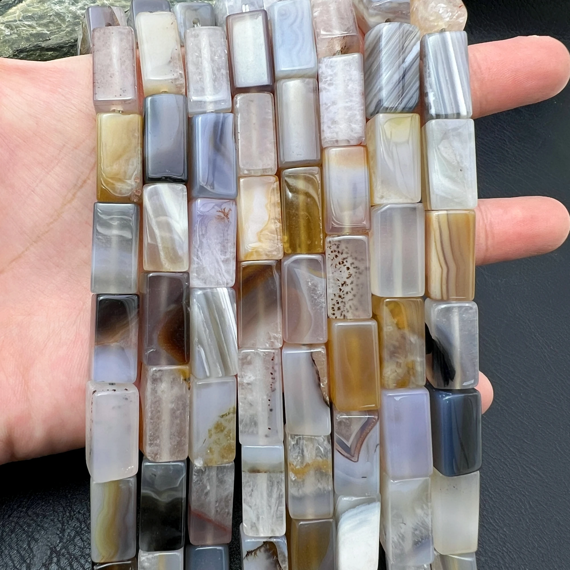 10x20MM Natural Gray Uruguayan Agates Quartz Druzy Cuboid Nugget Beads For DIY Jewelry Making
