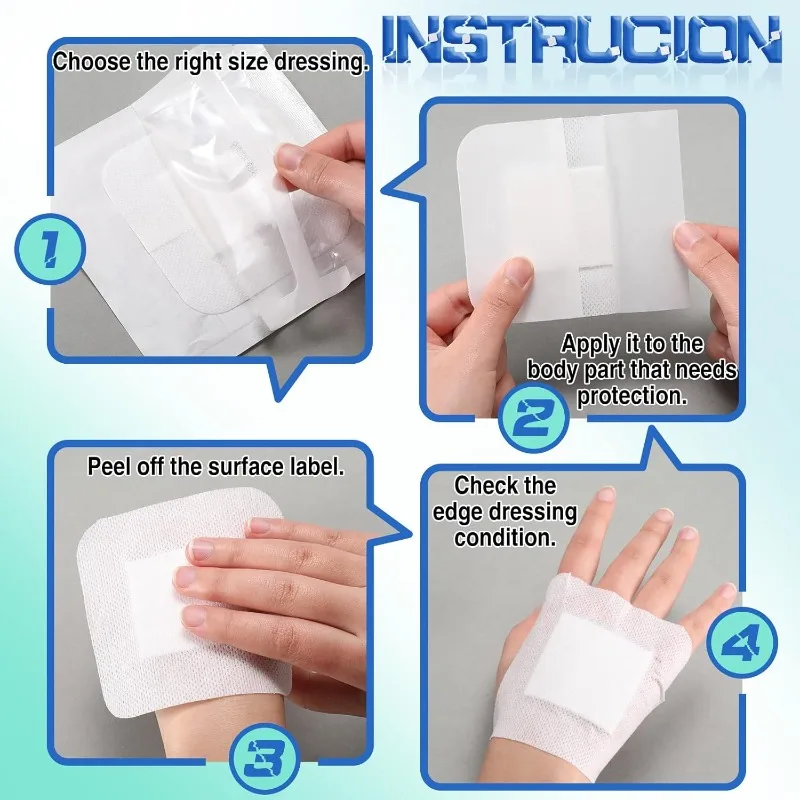 50pcs Large Hypoallergenic Wound Dressing, Non-Woven Medical Adhesive Bandage for First Aid, Breathable Water-Resistant Patch