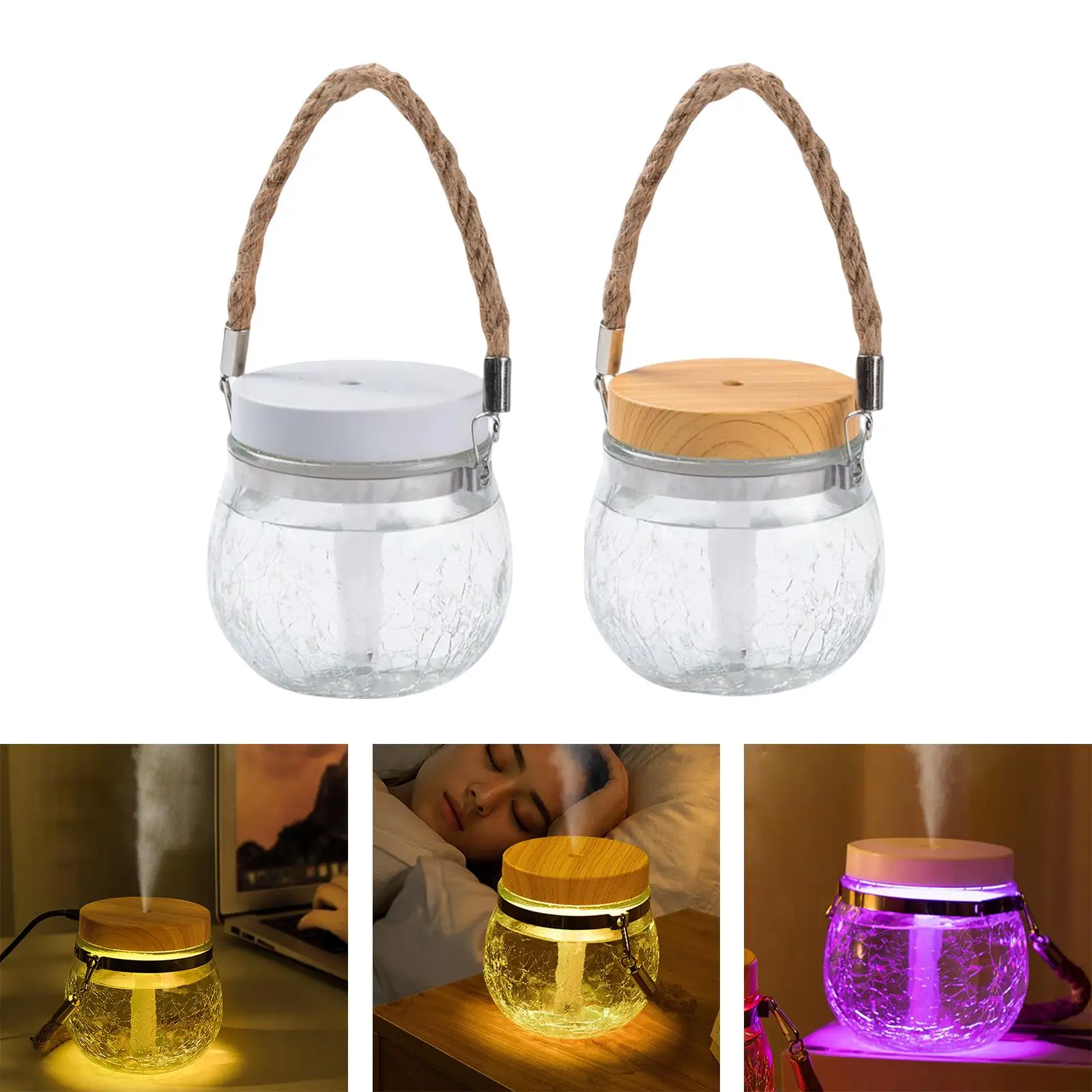 Small Mini USB Air Humidifier for Bedroom with Night Light Mist Maker Silent