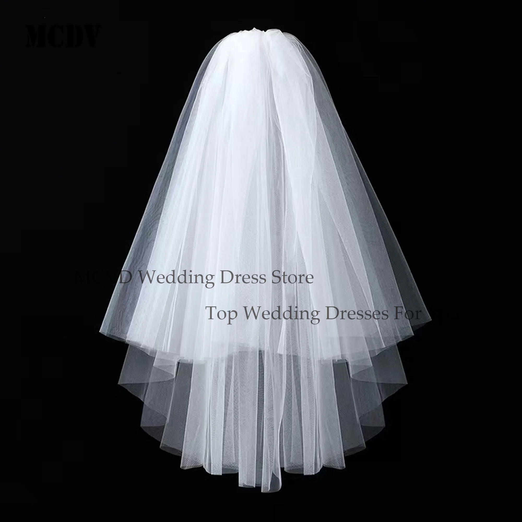 MCDV Cheap Short Wedding Veil With Comb Cut Edge 2 Layers Simple Mariage Accessories 2025