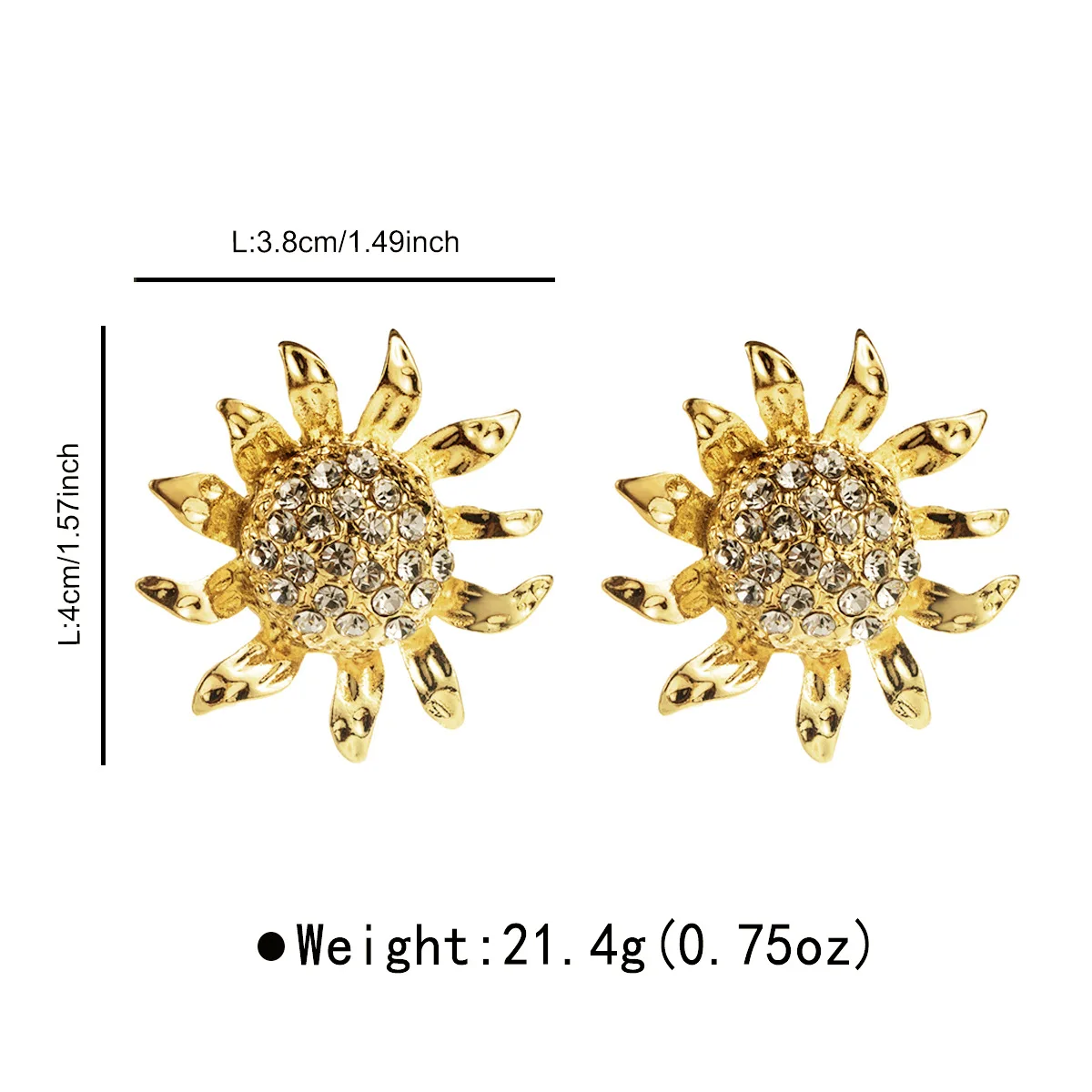 2025 Exquisito conjunto de joyería de diamantes de sol chapado en oro joyería de noche regalo pendientes de mujer