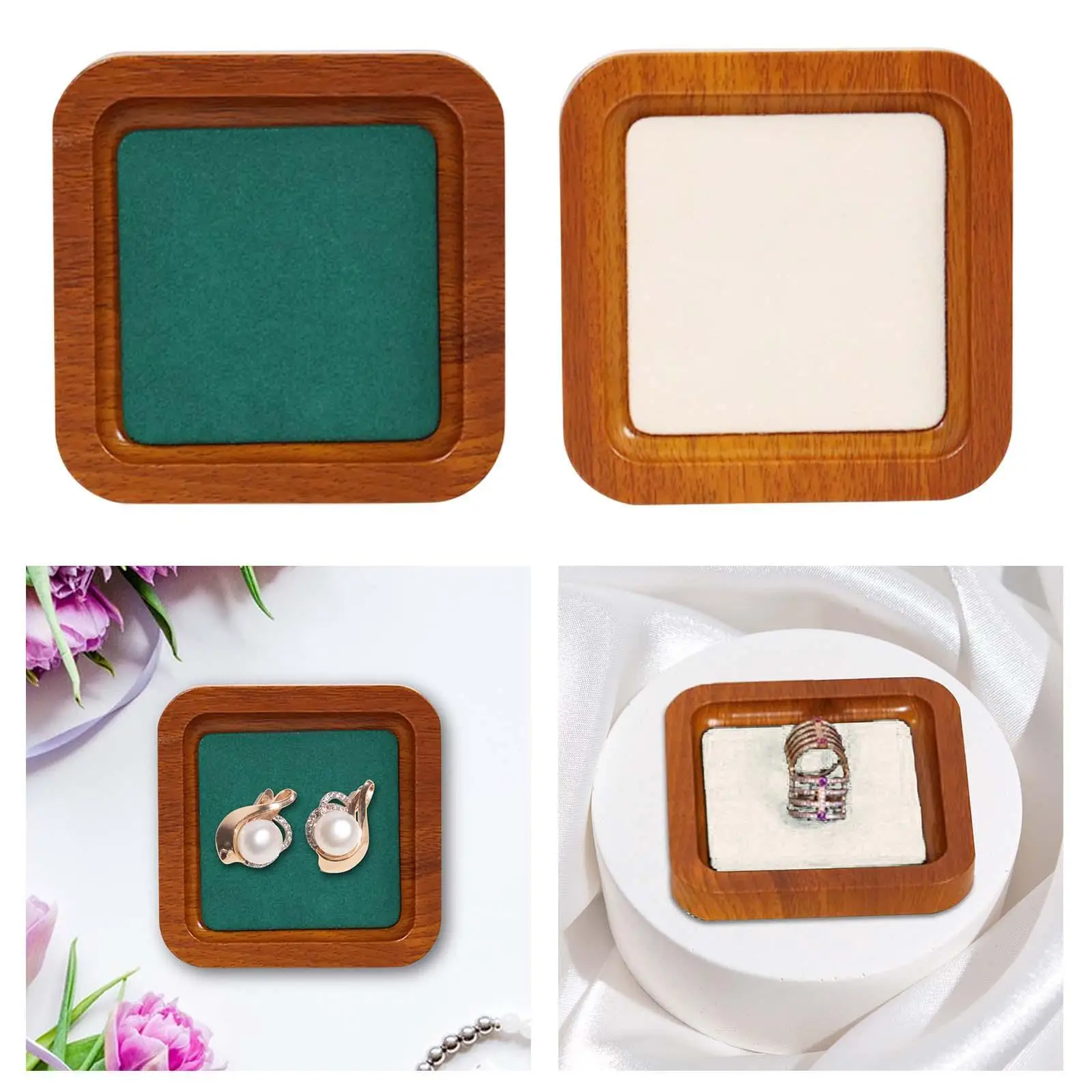 

Поднос для демонстрации ювелирных изделий, органайзер для ожерелья, тарелка, деревянная стойка для браслетов, бархатный лоток для хранения ювелирных изделий, витрина, держатель для браслета