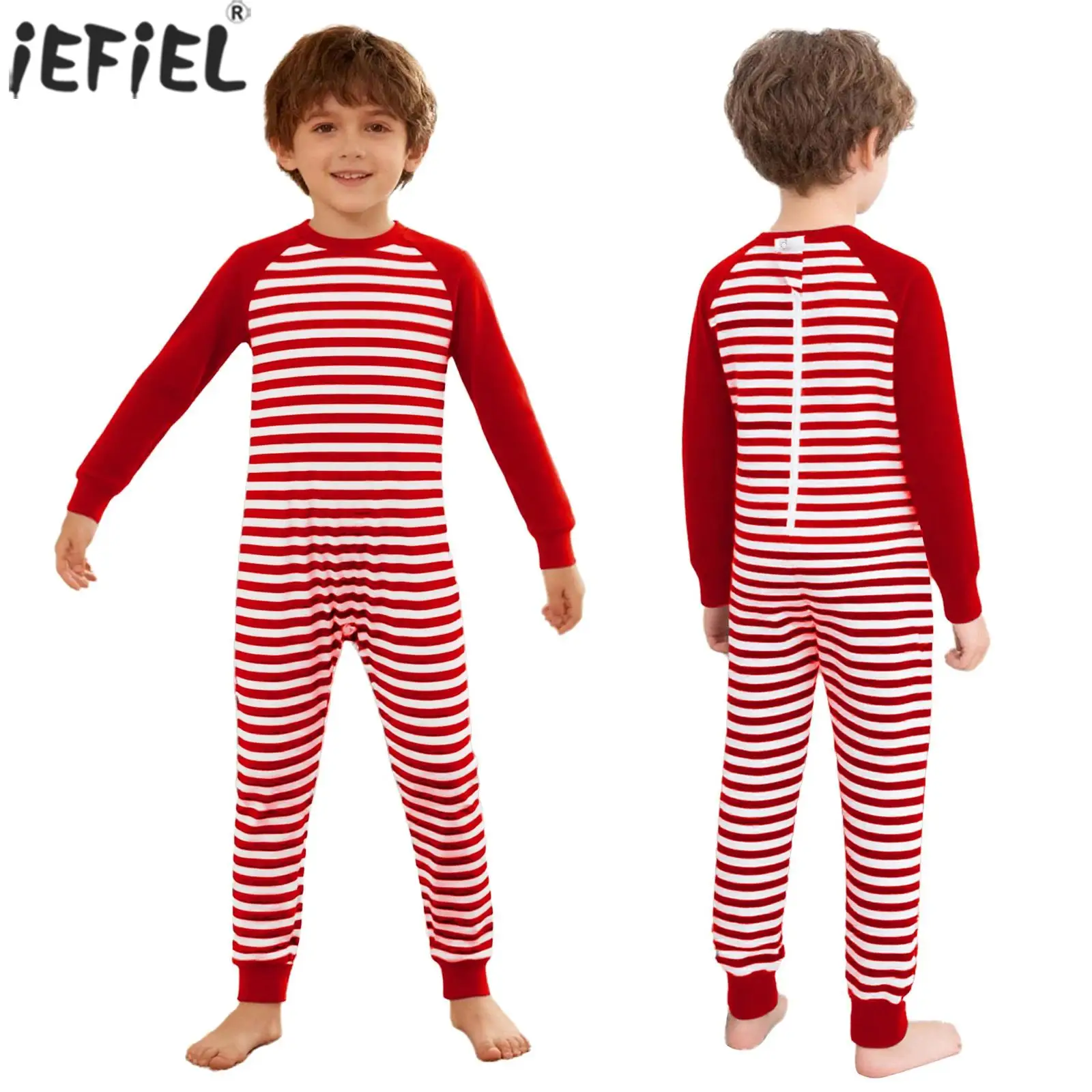 Anpassbare Kleidung für Kinder, Jungen und Mädchen, besondere Bedürfnisse, langärmelig, Anti-Streifen-Reißverschluss hinten, gestreifter Strampler, der den ganzen Tag trägt