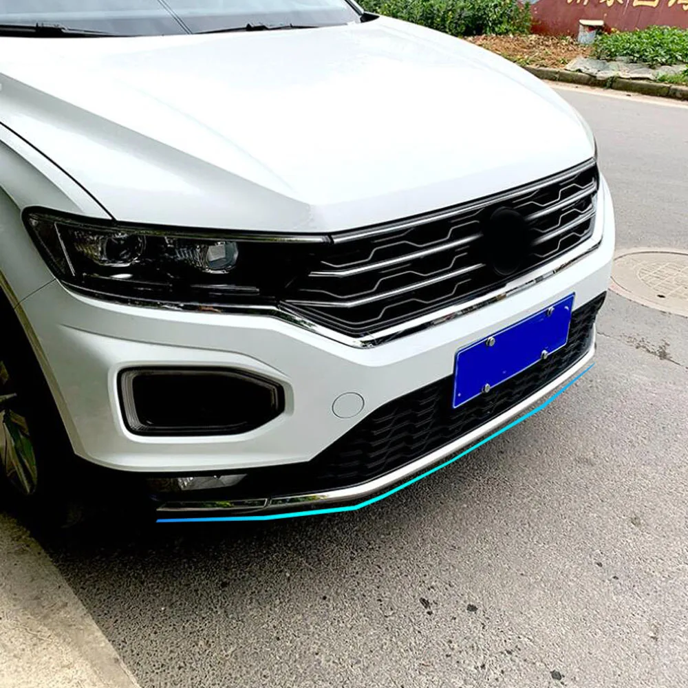 غطاء السيارة حماية الفولاذ المقاوم للصدأ ل Volkswagen VW T-ROC TROC 2017 2018 2019 2021 تقليم الجبهة أسفل شبكة شواء مصبغة الحافة
