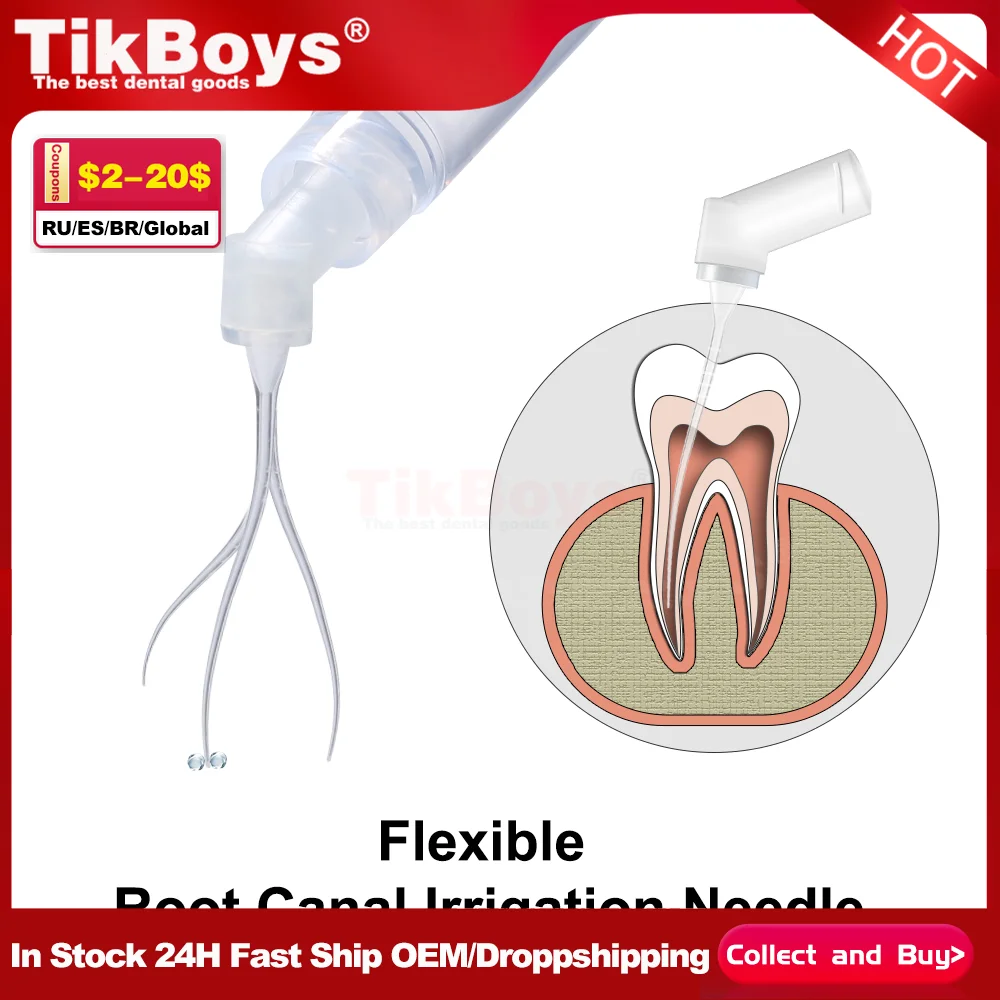 

30pcs/Set Dental Disposable Root Canal Irrigation Soft Needle Tip use for Endo Cleaning Syringe 60° Head 0.3mm carillas dentales