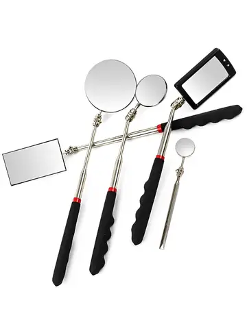 360° Inspection Mirror LED Light Telescoping Mirrors Extend Mechanic Tools Inspection Mirror Telescopic Handle Repairing Tools