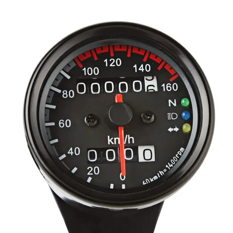 

12V Universal Motorcycle Speedometer Odometer Dual Speed Meter with LED Indicator Round Shape