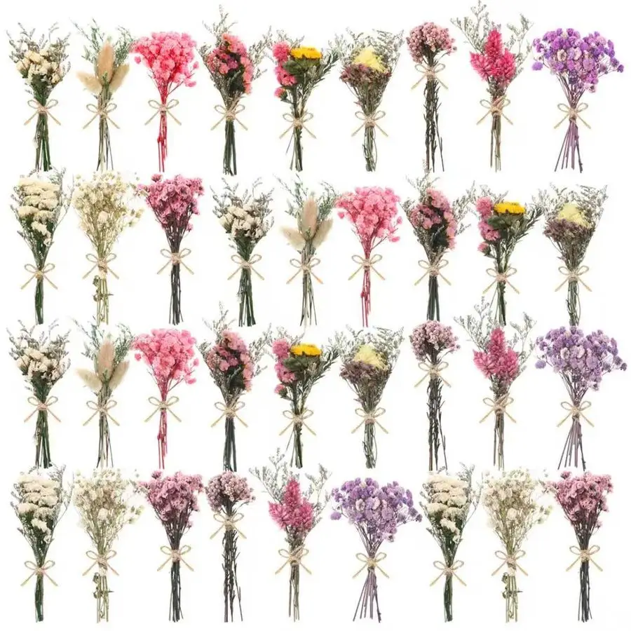 

Набор из 12, 24, 36 миниатюрных сухоцветов для ваз, свадеб, различных мини-букетов, сухих маленьких лесных цветов, натуральных цветов оптом для рукоделия