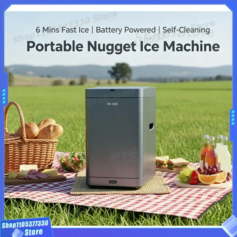 Factory Slow-melting Nugget Ice Dispensing Making Machine for Outdoor & Car Portable Chewable Ice Countertop Portable Ice