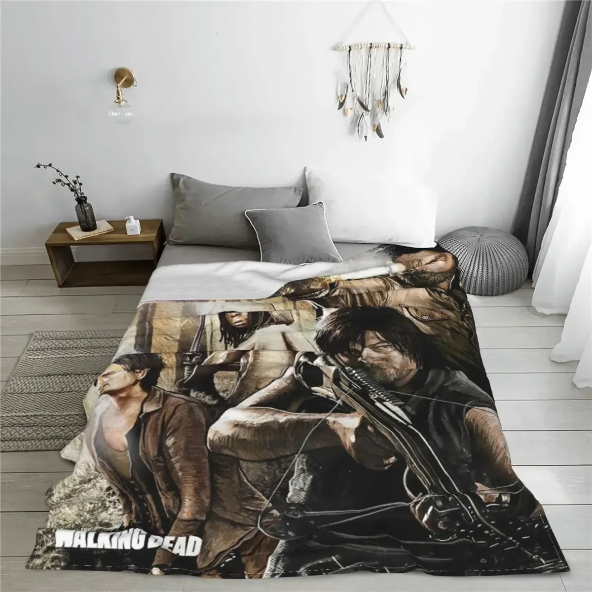 The Walking Dead Horror Movie Blankets Fleece Rick Grimes Daryl Dixon Soft Throw Blankets for Outdoor Travel Bedspread